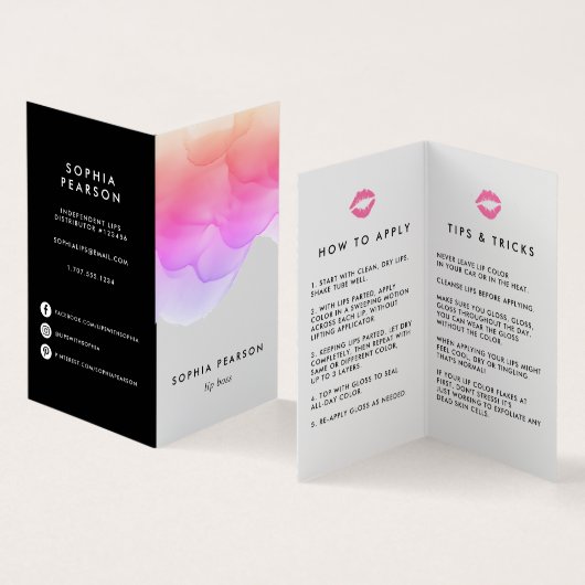 Waterverf Lip Product Distributeur Tips & Tricks Visitekaartje (Binnen en buitenkant)