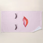 Waterverf lippen en wimpers strandlaken (Voorkant)