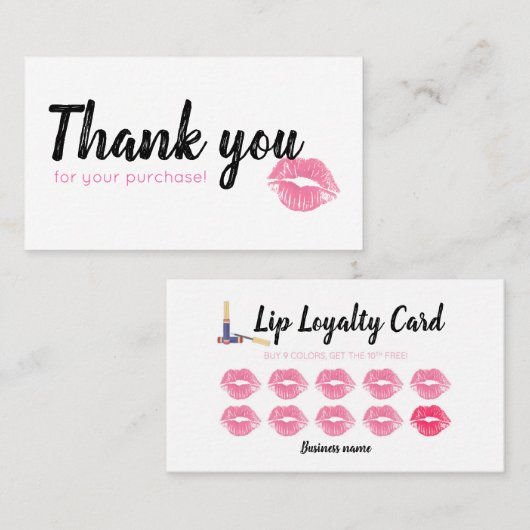 Waterverf Lippies Loyalty-kaart Klantenkaartje (Voorkant / Achterkant)