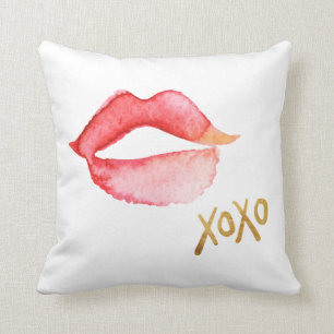 Waterverf Lips & Gold Foil XOXO Kussen