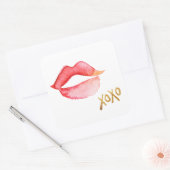 Waterverf Lips & Gold Foil XOXO Vierkante Sticker (Envelop)