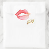 Waterverf Lips & Gold Foil XOXO Vierkante Sticker (Tas)