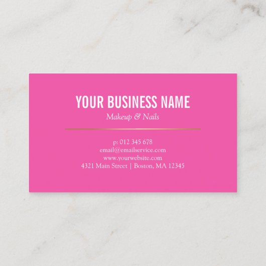 Waterverf Lips | Hot-roze Makeup Artist Visitekaartje (Achterkant)