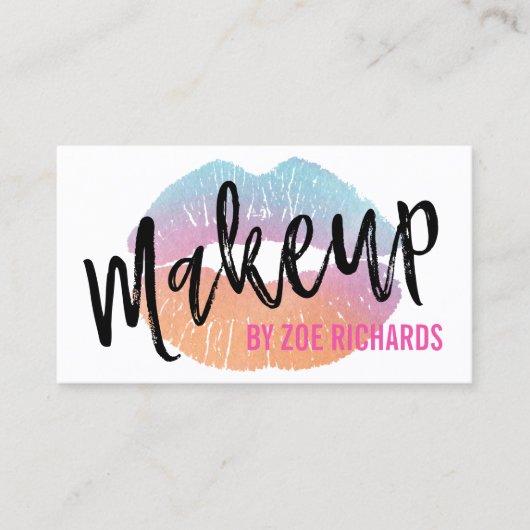 Waterverf Lips | Hot-roze Makeup Artist Visitekaartje (Voorkant)