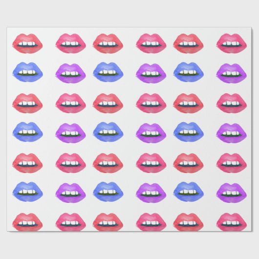 Waterverf Lips Kiss Fun Lipstick Cadeaupapier (Vlak)