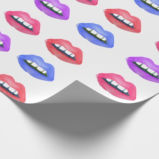 Waterverf Lips Kiss Fun Lipstick Cadeaupapier (Hoek)