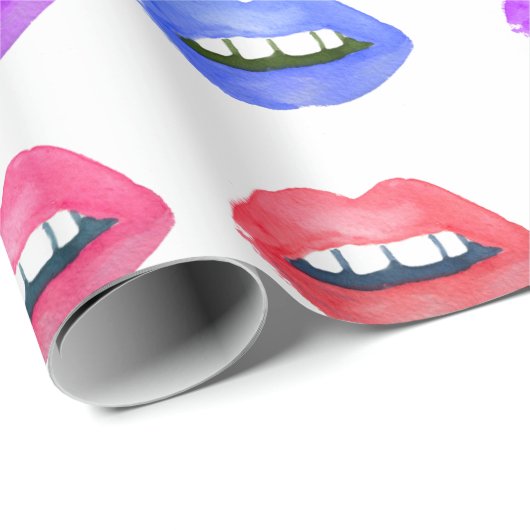 Waterverf Lips Kiss Fun Lipstick Cadeaupapier (Rol Hoek)