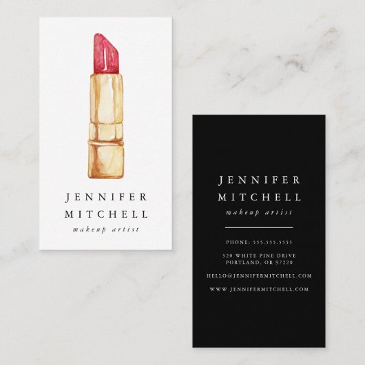 Waterverf Lipstick Beauty Make-up Artist Visitekaartje (Voorkant / Achterkant)