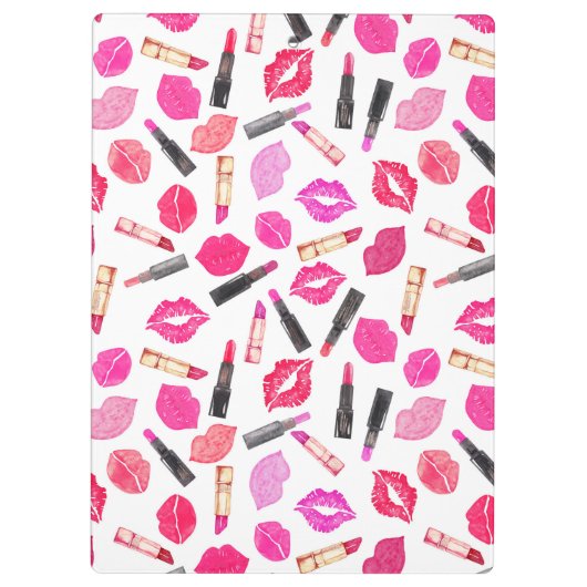 Waterverf Lipstick Pattern Makeup Artist Klembord (Achterkant)