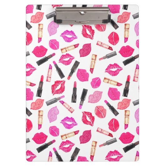 Waterverf Lipstick Pattern Makeup Artist Klembord (Voorkant)