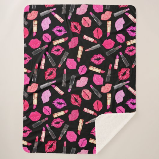 Waterverf Lipstick Pattern Makeup Artist Sherpa B Deken (Voorkant)