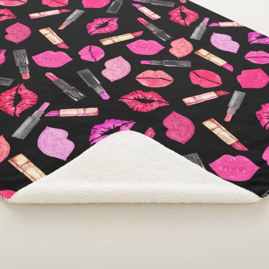 Waterverf Lipstick Pattern Makeup Artist Sherpa B Sherpa Deken (3/4)