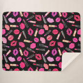 Waterverf Lipstick Pattern Makeup Artist Sherpa B Sherpa Deken (Voorkant (horizontaal))