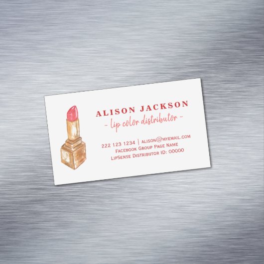 Waterverf lipstick rode gouden lippenkleurverdeler magnetisch visitekaartje (Voorbeeld)