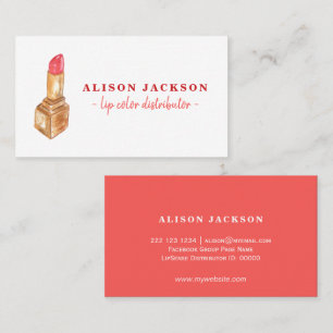 Waterverf lipstick rode gouden lippenkleurverdeler visitekaartje
