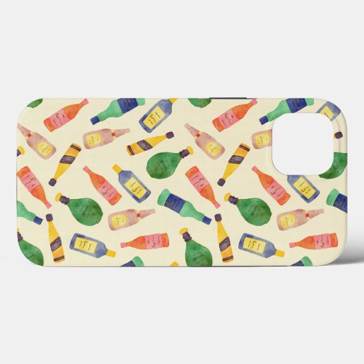 Waterverf Liquor Fles Patroon Case-Mate iPhone Case (Achterkant (horizontaal))