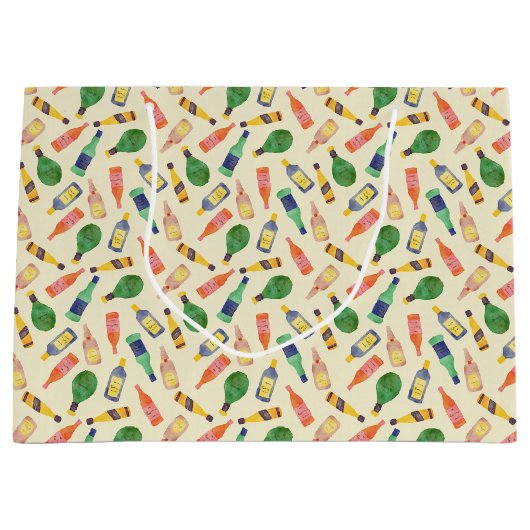 Waterverf Liquor Fles patroon gift Groot Cadeauzakje (Voorkant)