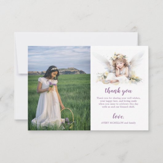 Waterverf Little Angle First Holy Communion Bedankkaart (Voorkant)