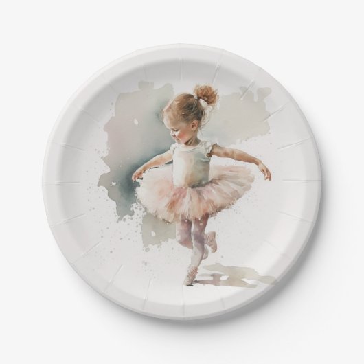 Waterverf Little Ballerina Paper Borden Papieren Bordje (Voorkant)