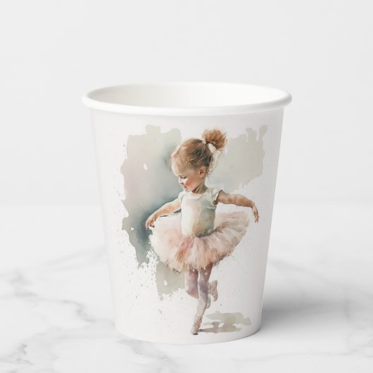 Waterverf Little Ballerina Paper Cups Papieren Bekers (Achterkant)