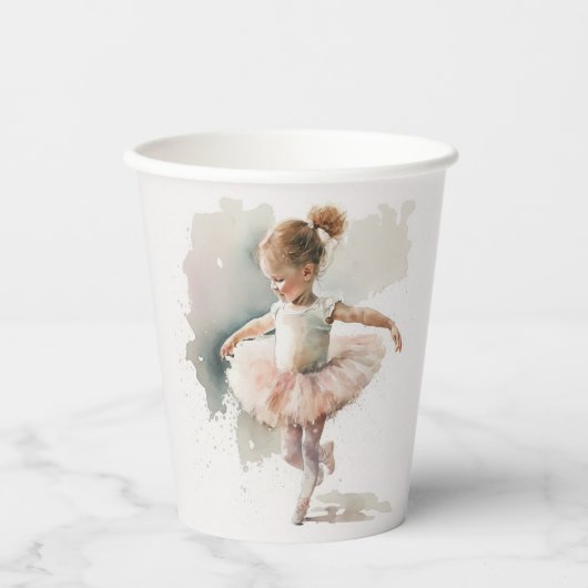 Waterverf Little Ballerina Paper Cups Papieren Bekers (Voorkant)