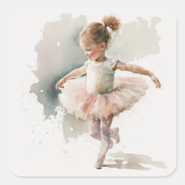 Waterverf Little Ballerina Vierkante Sticker