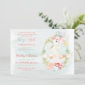 Waterverf Little Bird en Bunny Geslacht Onthullen Kaart (Staand voorkant)