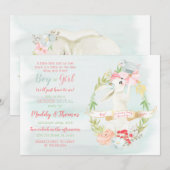 Waterverf Little Bird en Bunny Geslacht Onthullen Kaart (Voorkant / Achterkant)