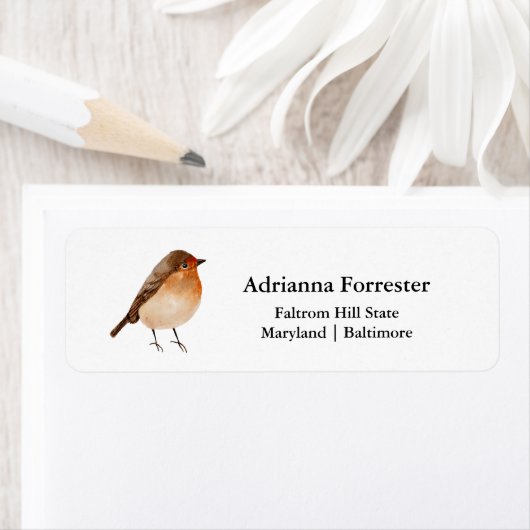 Waterverf Little Bird | Robin Minimalist Etiket (Insitu)