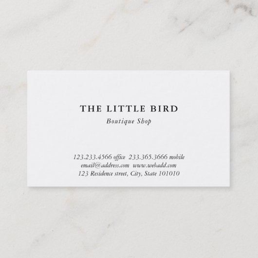 Waterverf Little Bird | Robin Visitekaartje (Achterkant)