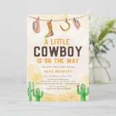 Waterverf Little Cowboy Western Baby shower Kaart (Staand voorkant)
