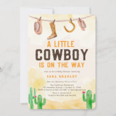 Waterverf Little Cowboy Western Baby shower Kaart (Voorkant)