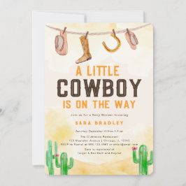 Waterverf Little Cowboy Western Baby shower Kaart