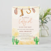 Waterverf Little Cowgirl Western Baby shower Kaart (Staand voorkant)