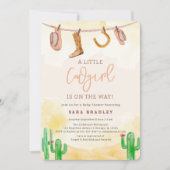 Waterverf Little Cowgirl Western Baby shower Kaart (Voorkant)