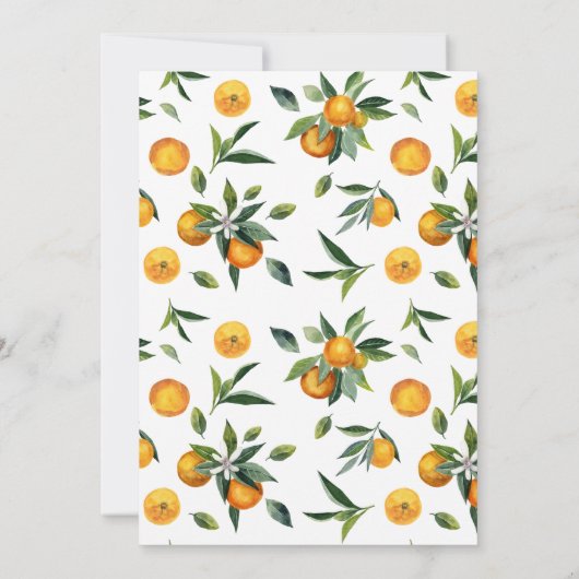 Waterverf Little Cutie Citrus Oranje Baby shower Kaart (Achterkant)