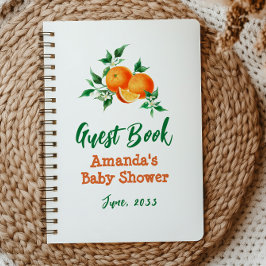 Waterverf Little Cutie Oranje Baby shower Guest Notitieboek