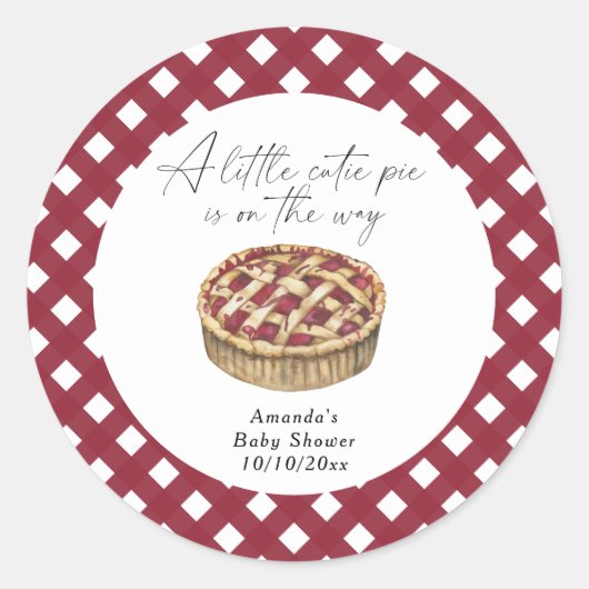 Waterverf Little Cutie Pie baby shower Ronde Sticker (Voorkant)