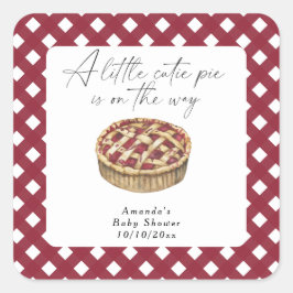 Waterverf Little Cutie Pie baby shower Vierkante Sticker