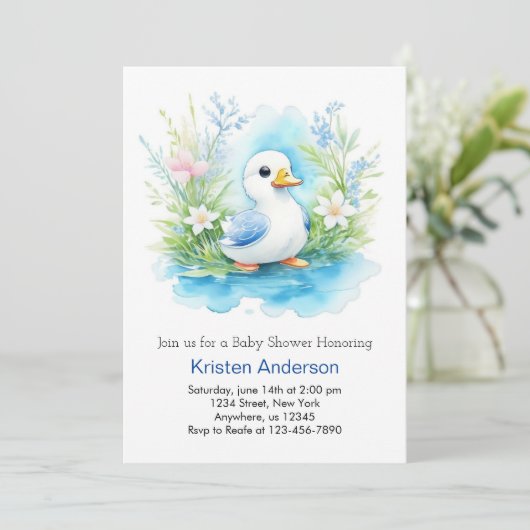 Waterverf Little Duck Boy Baby shower Kaart (Staand voorkant)