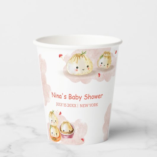 Waterverf Little Dumpling Mushroom Baby shower Papieren Bekers (Voorkant)