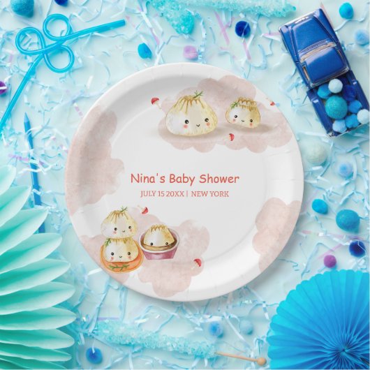 Waterverf Little Dumpling Mushroom Baby shower Papieren Bordje (Feest)