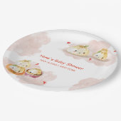 Waterverf Little Dumpling Mushroom Baby shower Papieren Bordje (Gekanteld)