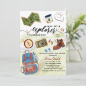 waterverf Little Explorer Adventure baby shower Kaart (Staand voorkant)