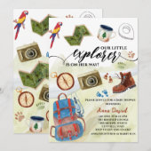 waterverf Little Explorer Adventure baby shower Kaart (Voorkant / Achterkant)