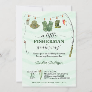 Waterverf Little Fisherman Gevist Baby shower Kaart
