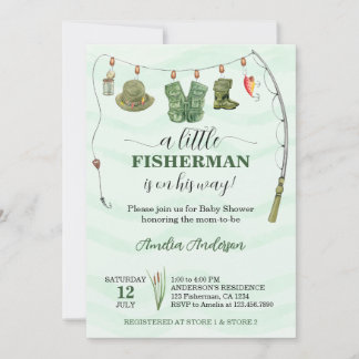 Waterverf Little Fisherman Gevist Baby shower Kaart