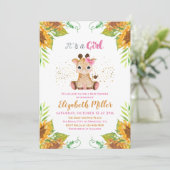 Waterverf Little Giraffe Wild Flowers Baby shower Kaart (Staand voorkant)