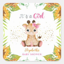 Waterverf Little Giraffe Wild Flowers Baby shower