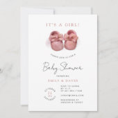 Waterverf Little Girl Pink Shoes Baby shower Kaart (Voorkant)